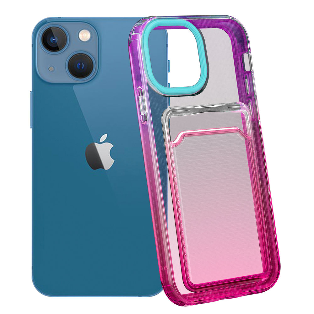 ShieldCase® ShieldCase iPhone 13 Mini Hülle bunter Kartenhalter (Türkis/Pink) ShieldCase® ShieldCase iPhone 13 Mini Hülle bunter Kartenhalter (Türkis/Pink)