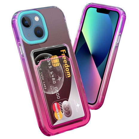 ShieldCase® ShieldCase iPhone 13 Mini Hülle bunter Kartenhalter (Türkis/Pink) ShieldCase® ShieldCase iPhone 13 Mini Hülle bunter Kartenhalter (Türkis/Pink)