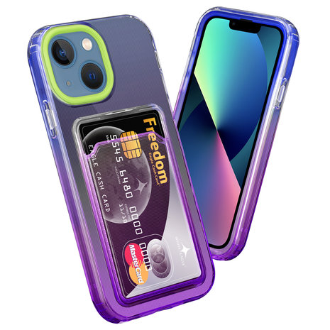 ShieldCase® ShieldCase iPhone 13 Mini Hülle bunter Kartenhalter (Grün/Lila) ShieldCase® ShieldCase iPhone 13 Mini Hülle bunter Kartenhalter (Grün/Lila)