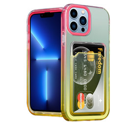 ShieldCase® iPhone 13 Pro Max Hülle bunter Kartenhalter (Pink/Gelb)
