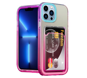 ShieldCase® iPhone 13 Pro Max Hülle bunter Kartenhalter (Türkis/Pink)