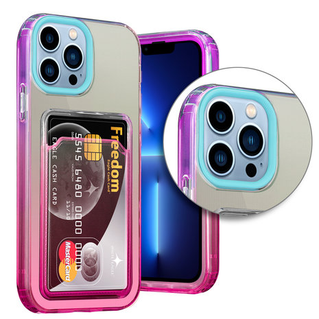 ShieldCase® ShieldCase iPhone 13 Pro Max Hülle bunter Kartenhalter (Türkis/Pink) ShieldCase® ShieldCase iPhone 13 Pro Max Hülle bunter Kartenhalter (Türkis/Pink)