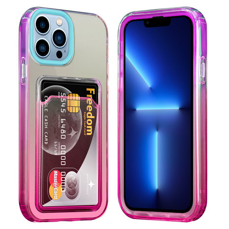 ShieldCase® ShieldCase iPhone 13 Pro Max Hülle bunter Kartenhalter (Türkis/Pink) ShieldCase® ShieldCase iPhone 13 Pro Max Hülle bunter Kartenhalter (Türkis/Pink)