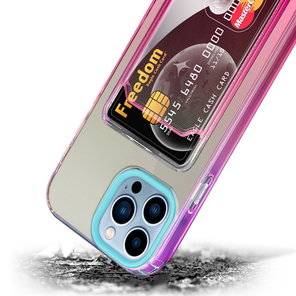 ShieldCase® ShieldCase iPhone 13 Pro Max Hülle bunter Kartenhalter (Türkis/Pink) ShieldCase® ShieldCase iPhone 13 Pro Max Hülle bunter Kartenhalter (Türkis/Pink)