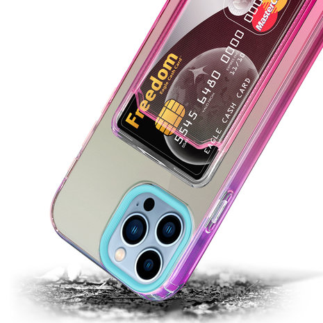 ShieldCase® ShieldCase iPhone 13 Pro Max Hülle bunter Kartenhalter (Türkis/Pink) ShieldCase® ShieldCase iPhone 13 Pro Max Hülle bunter Kartenhalter (Türkis/Pink)