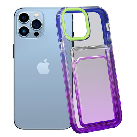 ShieldCase® ShieldCase iPhone 13 Pro Max Hülle bunter Kartenhalter (Grün/Lila)