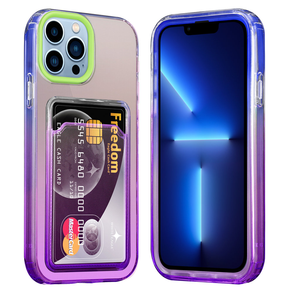 ShieldCase® ShieldCase iPhone 13 Pro Max Hülle bunter Kartenhalter (Grün/Lila)