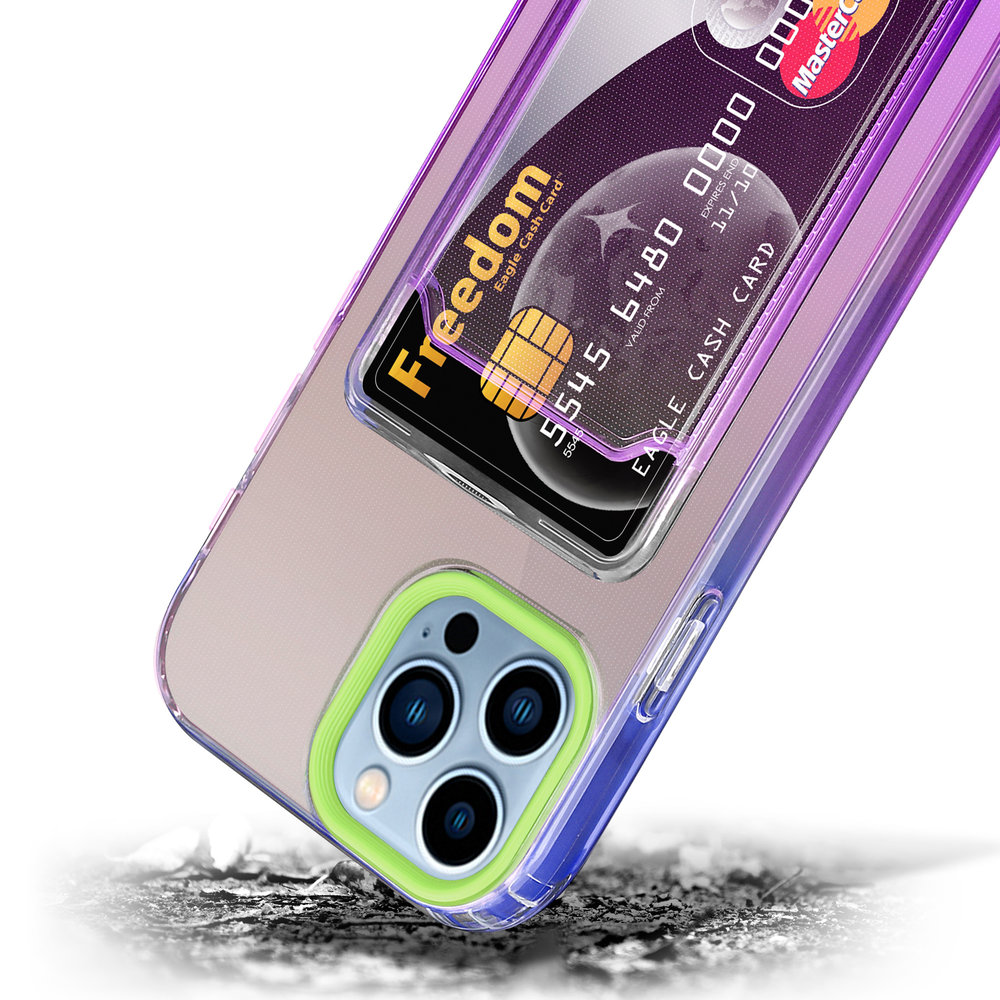 ShieldCase® ShieldCase iPhone 13 Pro Max Hülle bunter Kartenhalter (Grün/Lila)