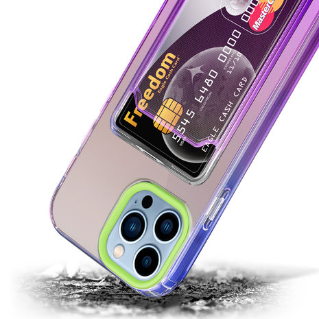 ShieldCase® ShieldCase iPhone 13 Pro Max Hülle bunter Kartenhalter (Grün/Lila)
