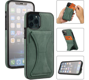 ShieldCase® iPhone 11 Pro Lederhülle mit Ständer und Kartenhalter (Grün)