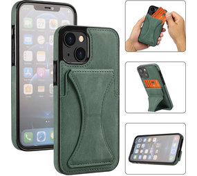 ShieldCase® iPhone 13 Lederhülle mit Ständer und Kartenhalter (Grün)