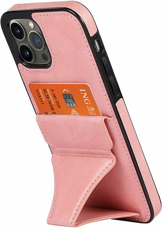 ShieldCase® ShieldCase iPhone 13 Pro Lederhülle mit Ständer und Kartenhalter (Pink) ShieldCase® ShieldCase iPhone 13 Pro Lederhülle mit Ständer und Kartenhalter (Pink)