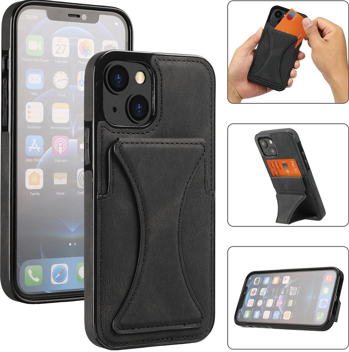 Tasikar Handyhülle Für IPhone 13 – Carbon Leder & TPU Hybrid, Schlank, Stoßfest, Schwarz