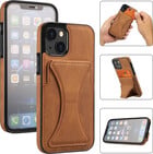 ShieldCase® ShieldCase iPhone 13 Mini Lederhülle mit Ständer und Kartenhalter (Braun)