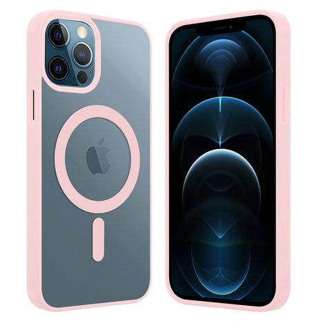 ShieldCase® ShieldCase iPhone 12 Magsafe Hülle Transparenter farbiger Rand (Rosa)