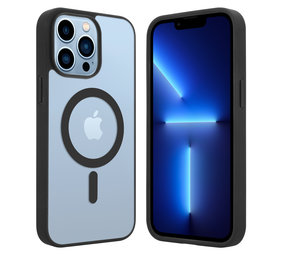ShieldCase® iPhone 13 Pro Max Magsafe Hülle Transparenter farbiger Rand (Schwarz)