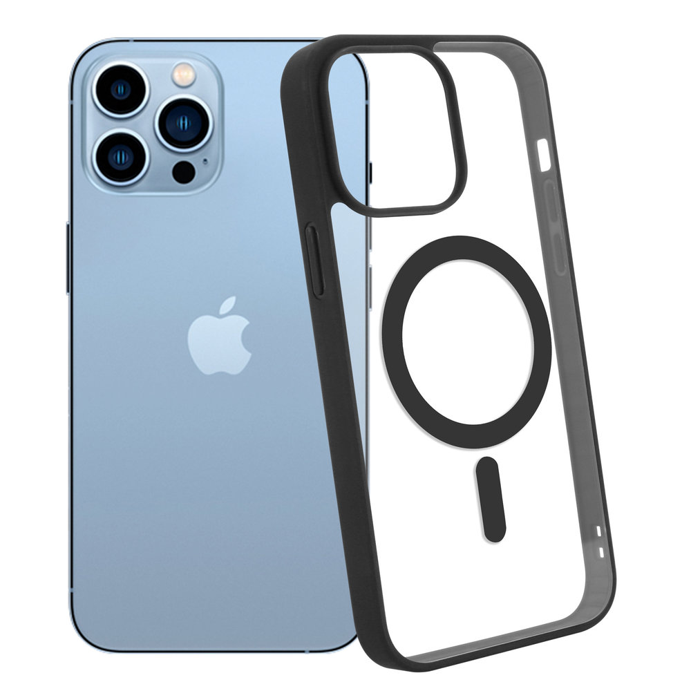 ShieldCase® ShieldCase iPhone 13 Pro Max Magsafe Hülle Transparenter farbiger Rand (Schwarz)
