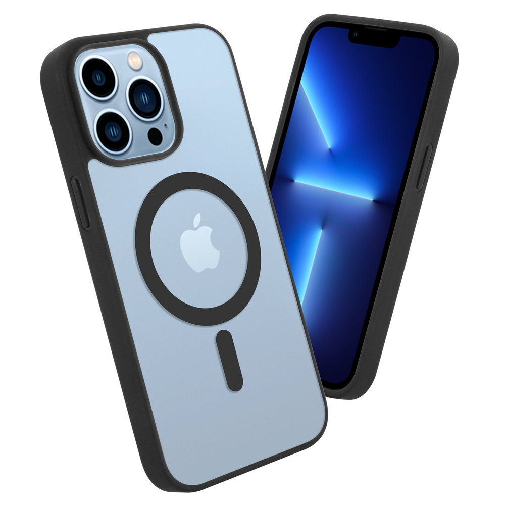 ShieldCase® ShieldCase iPhone 13 Pro Max Magsafe Hülle Transparenter farbiger Rand (Schwarz)