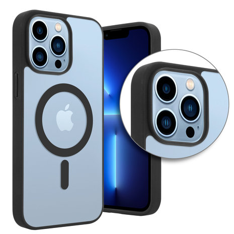 ShieldCase® ShieldCase iPhone 13 Pro Max Magsafe Hülle Transparenter farbiger Rand (Schwarz)