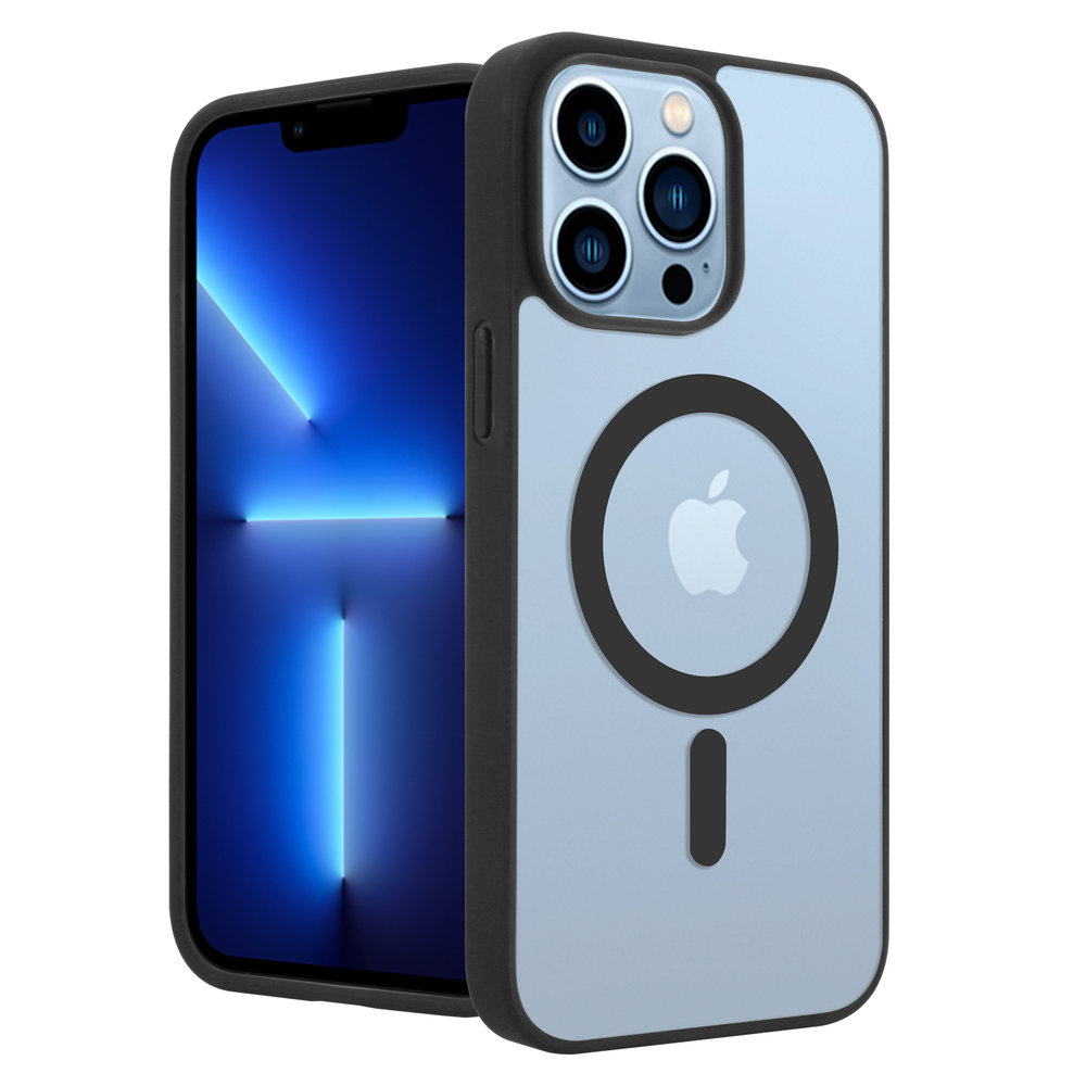 ShieldCase® ShieldCase iPhone 13 Pro Max Magsafe Hülle Transparenter farbiger Rand (Schwarz)