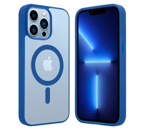 ShieldCase® iPhone 13 Pro Max Magsafe Hülle Transparenter farbiger Rand (Blau)