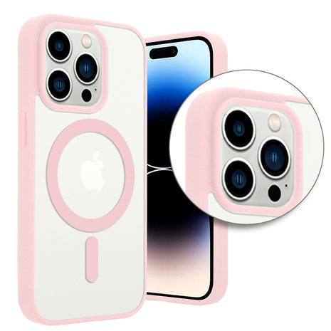 ShieldCase® ShieldCase iPhone 14 Pro Magsafe Hülle Transparenter farbiger Rand (Rosa)