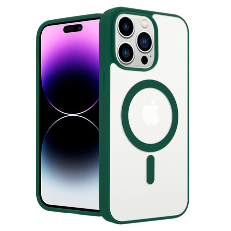 ShieldCase® ShieldCase iPhone 14 Pro Max Magsafe Hülle Transparenter farbiger Rand (Grün)
