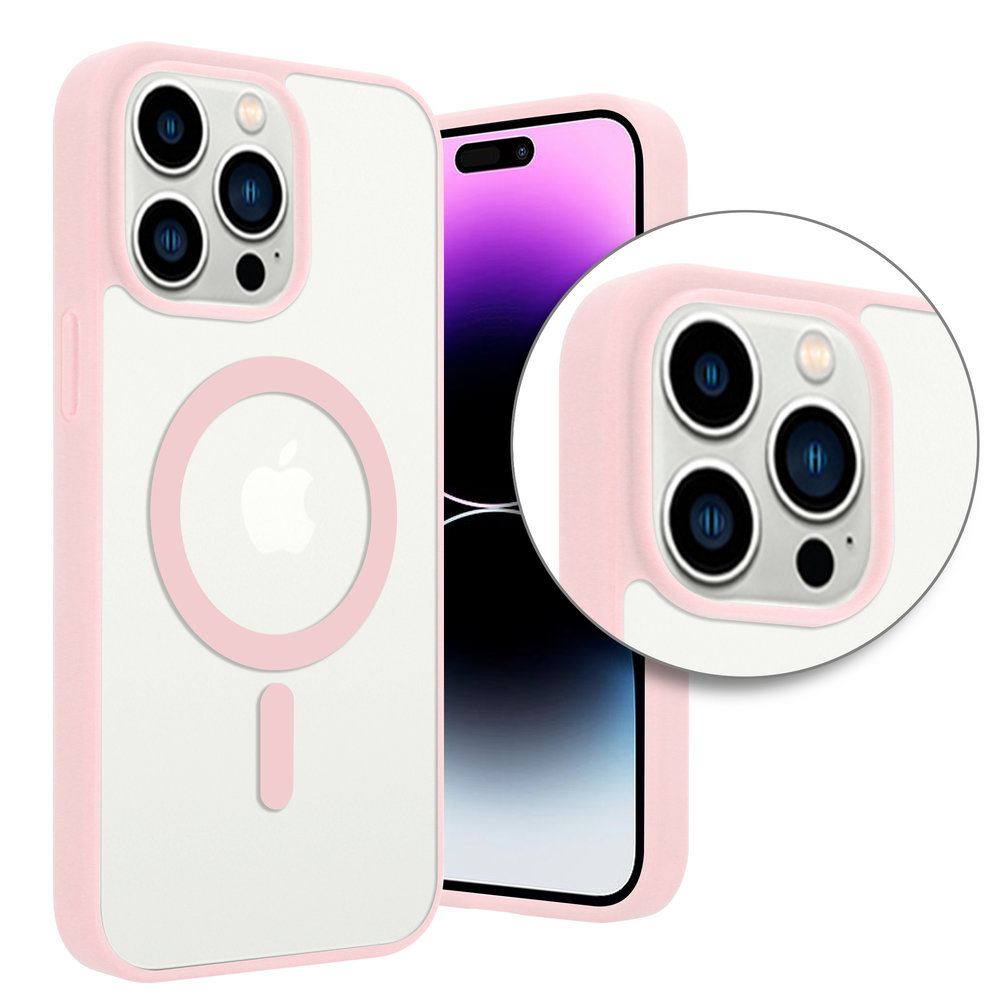 ShieldCase® ShieldCase iPhone 14 Pro Max Magsafe Hülle Transparenter farbiger Rand (Rosa)