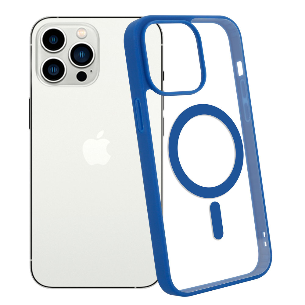 ShieldCase® ShieldCase iPhone 14 Pro Max Magsafe Hülle Transparenter farbiger Rand (Blau)