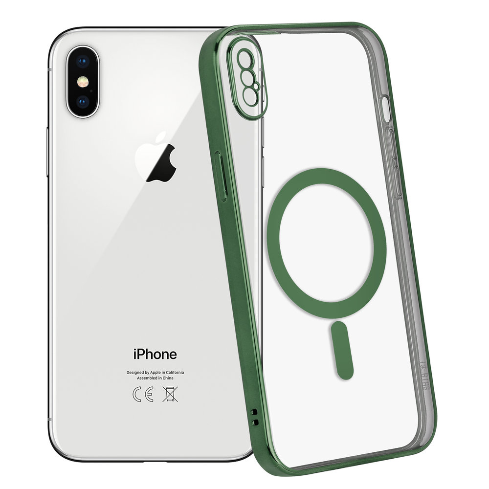 ShieldCase® ShieldCase iPhone X Hülle Transparent Magsafe Metallbeschichtung (Dunkelgrün)