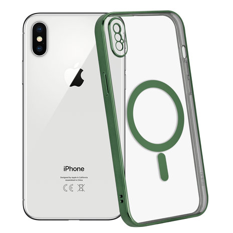 ShieldCase® ShieldCase iPhone X Hülle Transparent Magsafe Metallbeschichtung (Dunkelgrün)