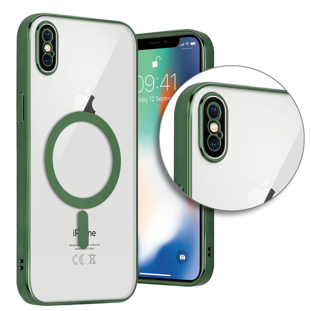 ShieldCase® ShieldCase iPhone X Hülle Transparent Magsafe Metallbeschichtung (Dunkelgrün)
