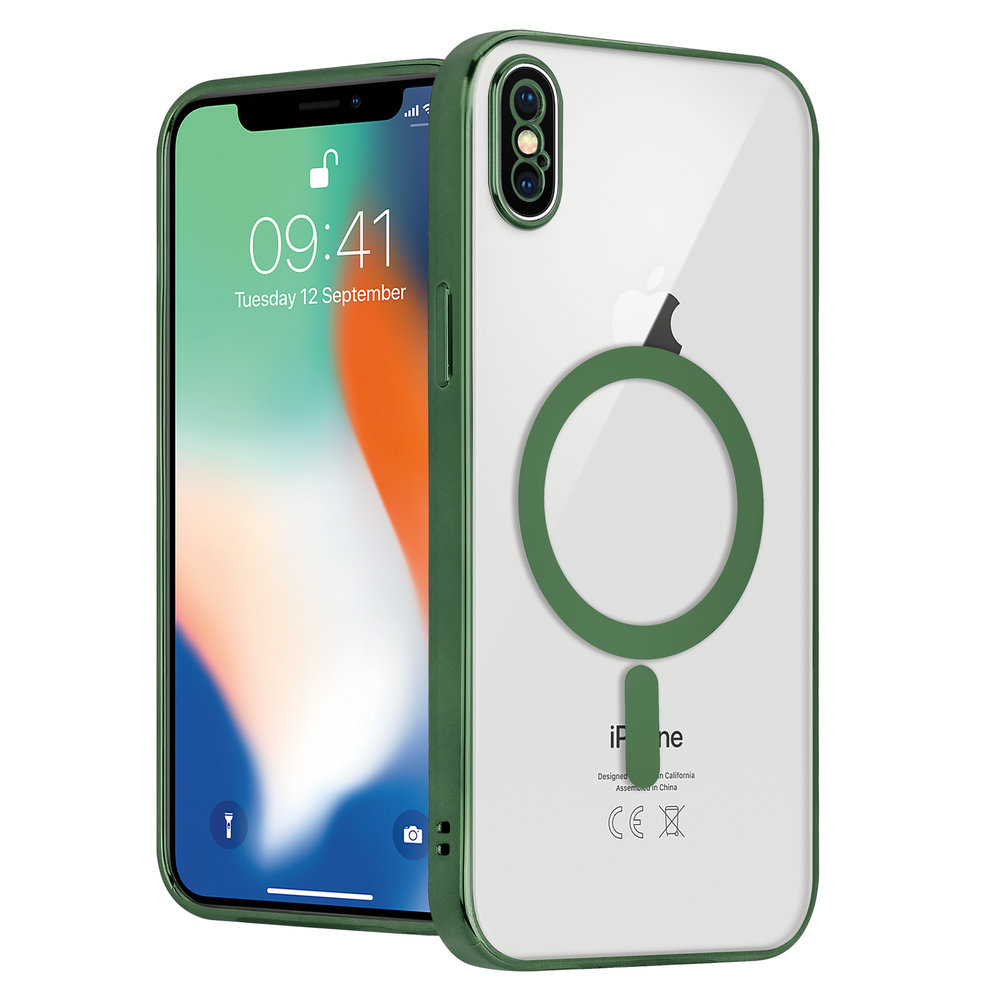 ShieldCase® ShieldCase iPhone X Hülle Transparent Magsafe Metallbeschichtung (Dunkelgrün)