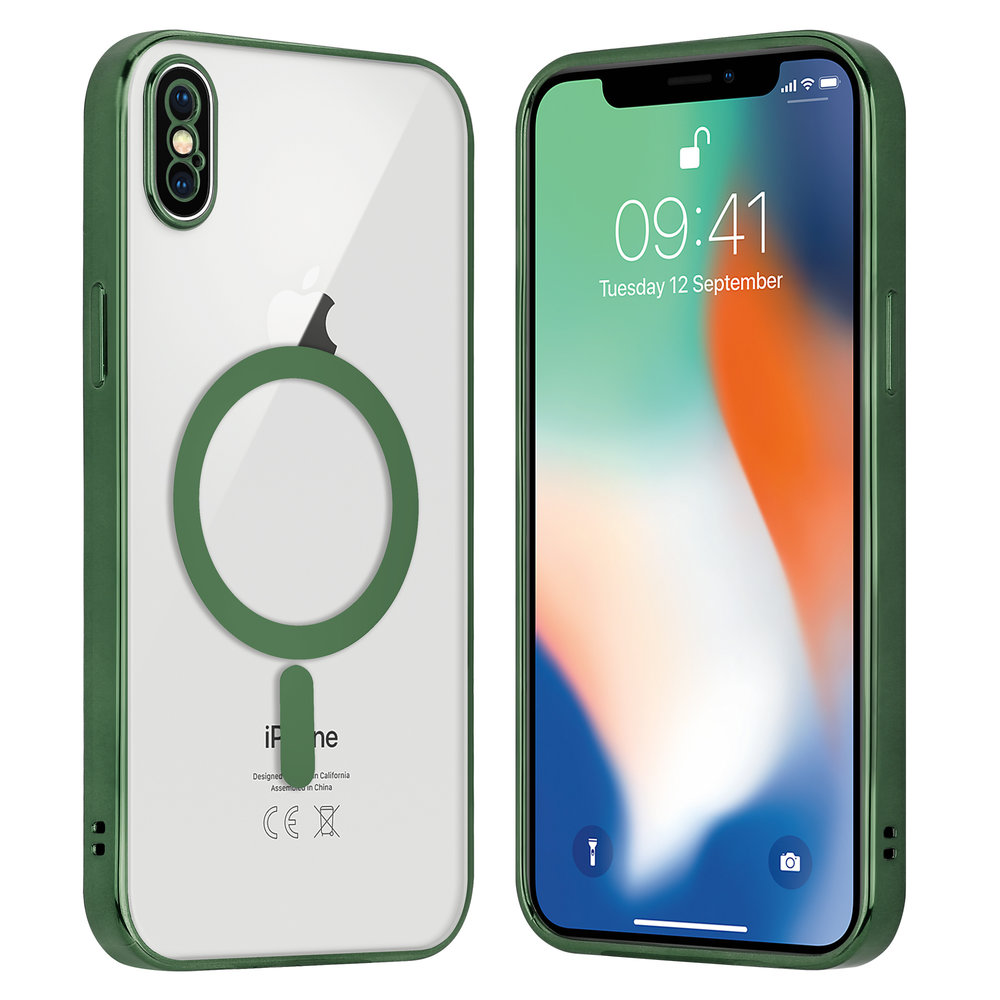 ShieldCase® ShieldCase iPhone X Hülle Transparent Magsafe Metallbeschichtung (Dunkelgrün)