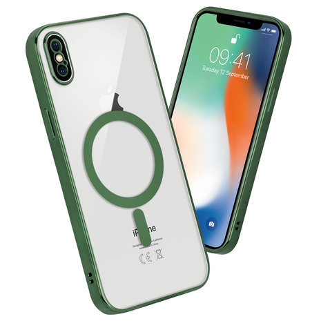 ShieldCase® ShieldCase iPhone X Hülle Transparent Magsafe Metallbeschichtung (Dunkelgrün)