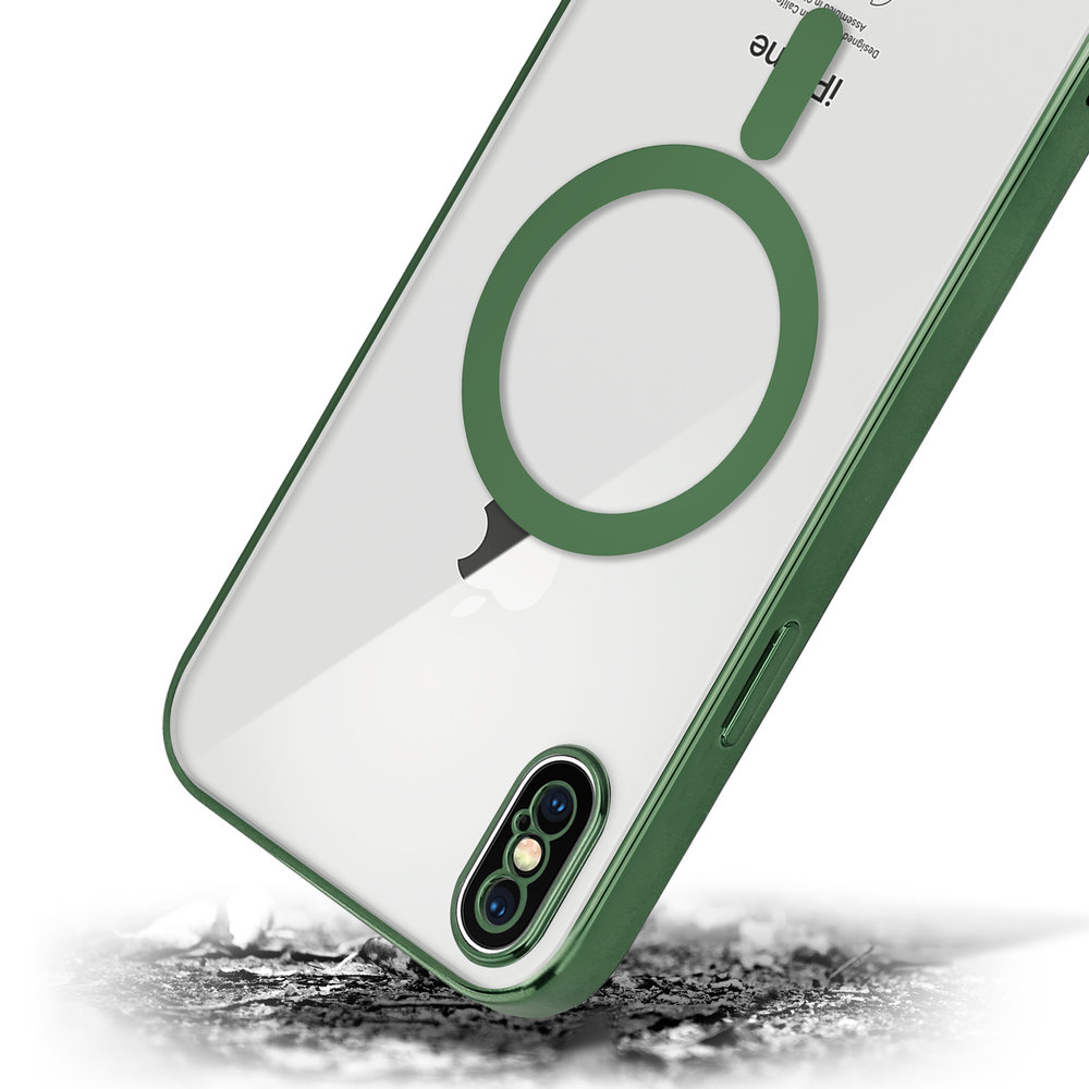 ShieldCase® ShieldCase iPhone X Hülle Transparent Magsafe Metallbeschichtung (Dunkelgrün)
