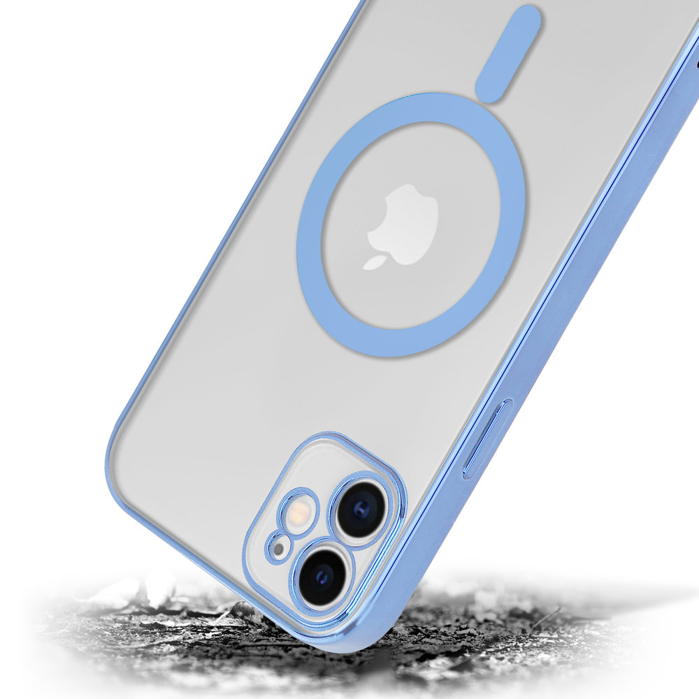iPhone 11 Hülle Transparent Magsafe Metallbeschichtung (Blau) 