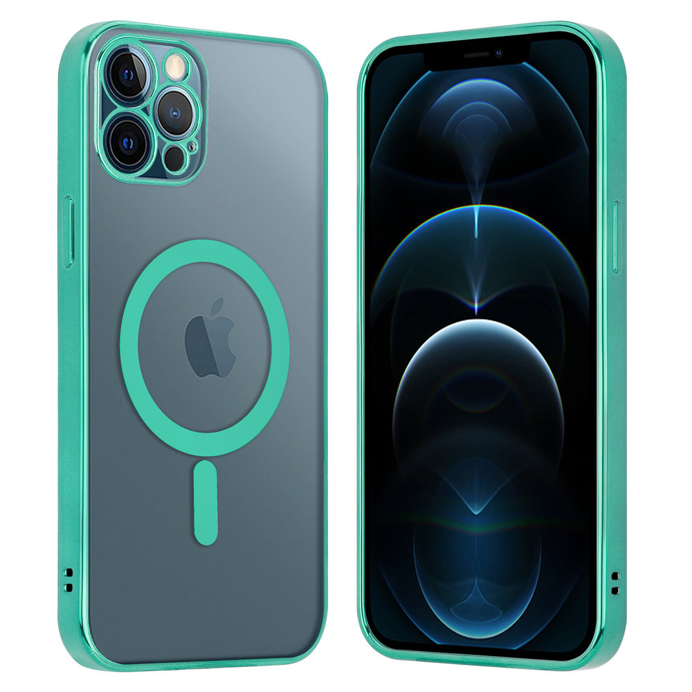 ShieldCase® ShieldCase iPhone 12 Pro Hülle Transparent Magsafe Metallbeschichtung (Grün)