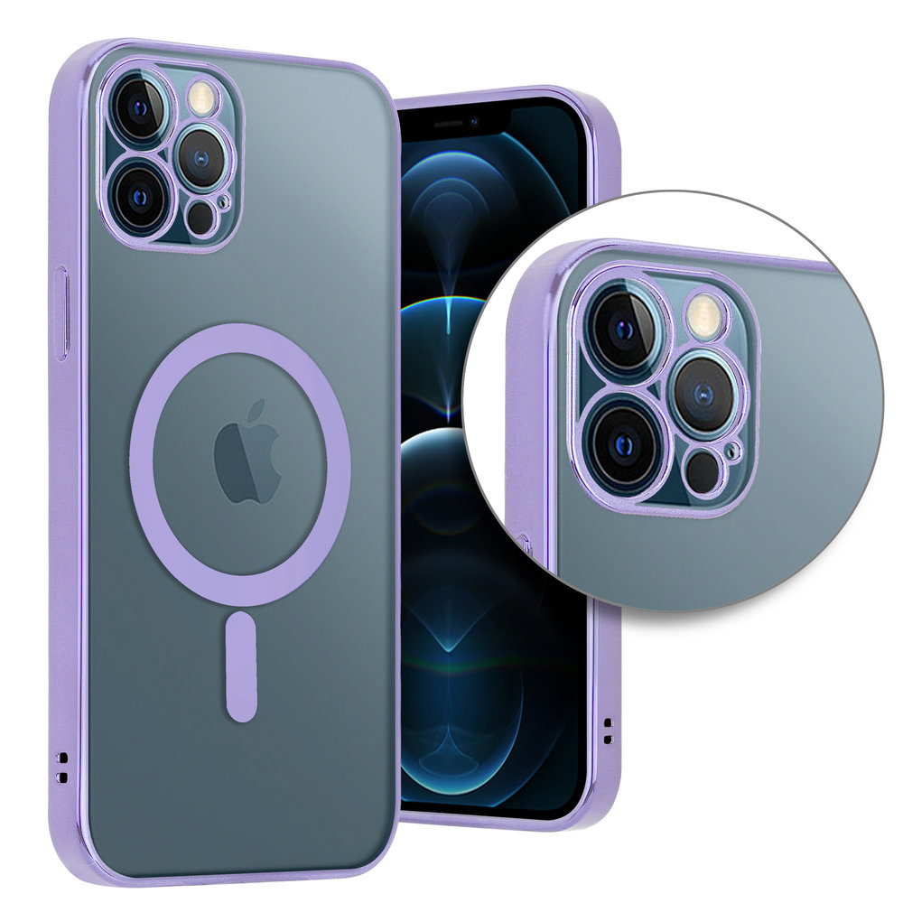 ShieldCase® ShieldCase iPhone 12 Pro Hülle Transparent Magsafe Metallbeschichtung (Lila)