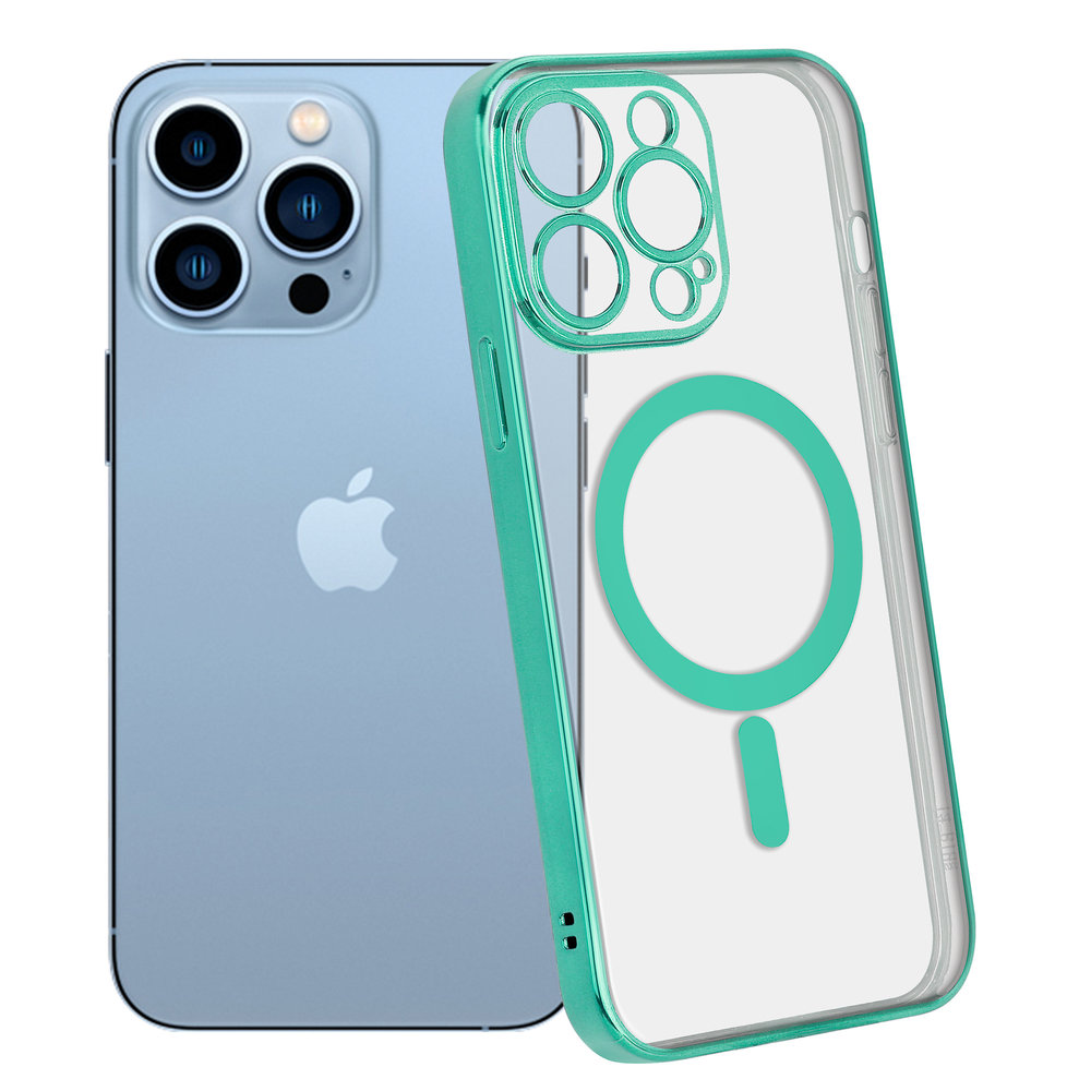 ShieldCase® ShieldCase iPhone 13 Pro Hülle Transparent Magsafe Metallbeschichtung (Grün)