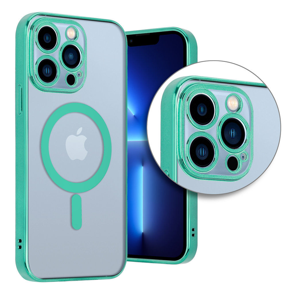 ShieldCase® ShieldCase iPhone 13 Pro Hülle Transparent Magsafe Metallbeschichtung (Grün)
