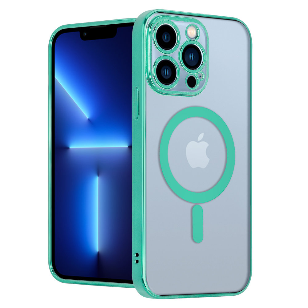 ShieldCase® ShieldCase iPhone 13 Pro Hülle Transparent Magsafe Metallbeschichtung (Grün)