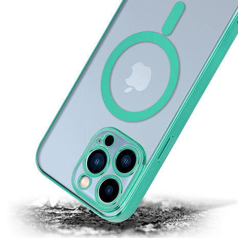 ShieldCase® ShieldCase iPhone 13 Pro Hülle Transparent Magsafe Metallbeschichtung (Grün)