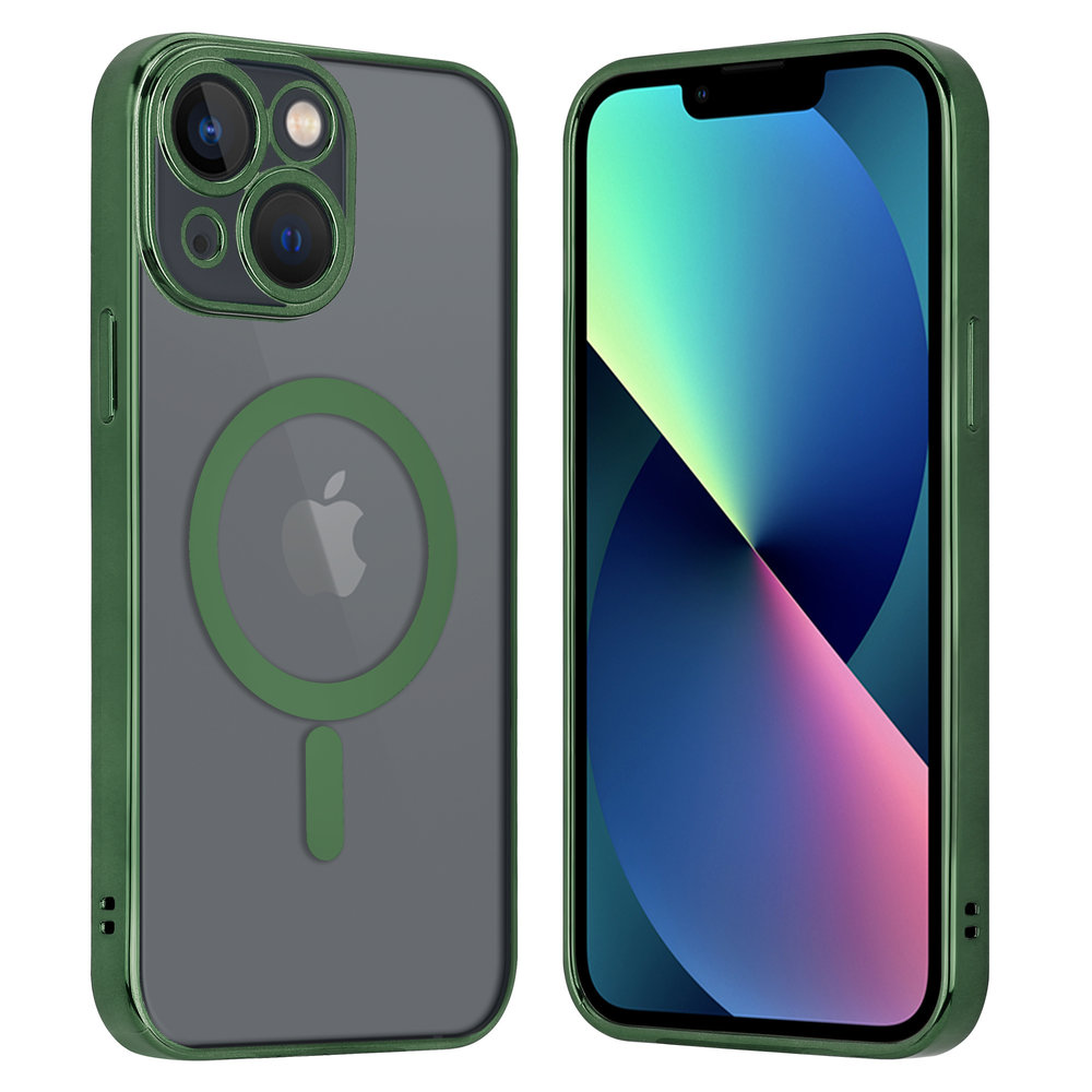 ShieldCase® ShieldCase iPhone 13 Mini Hülle Transparent Magsafe Metallbeschichtung (Dunkelgrün)
