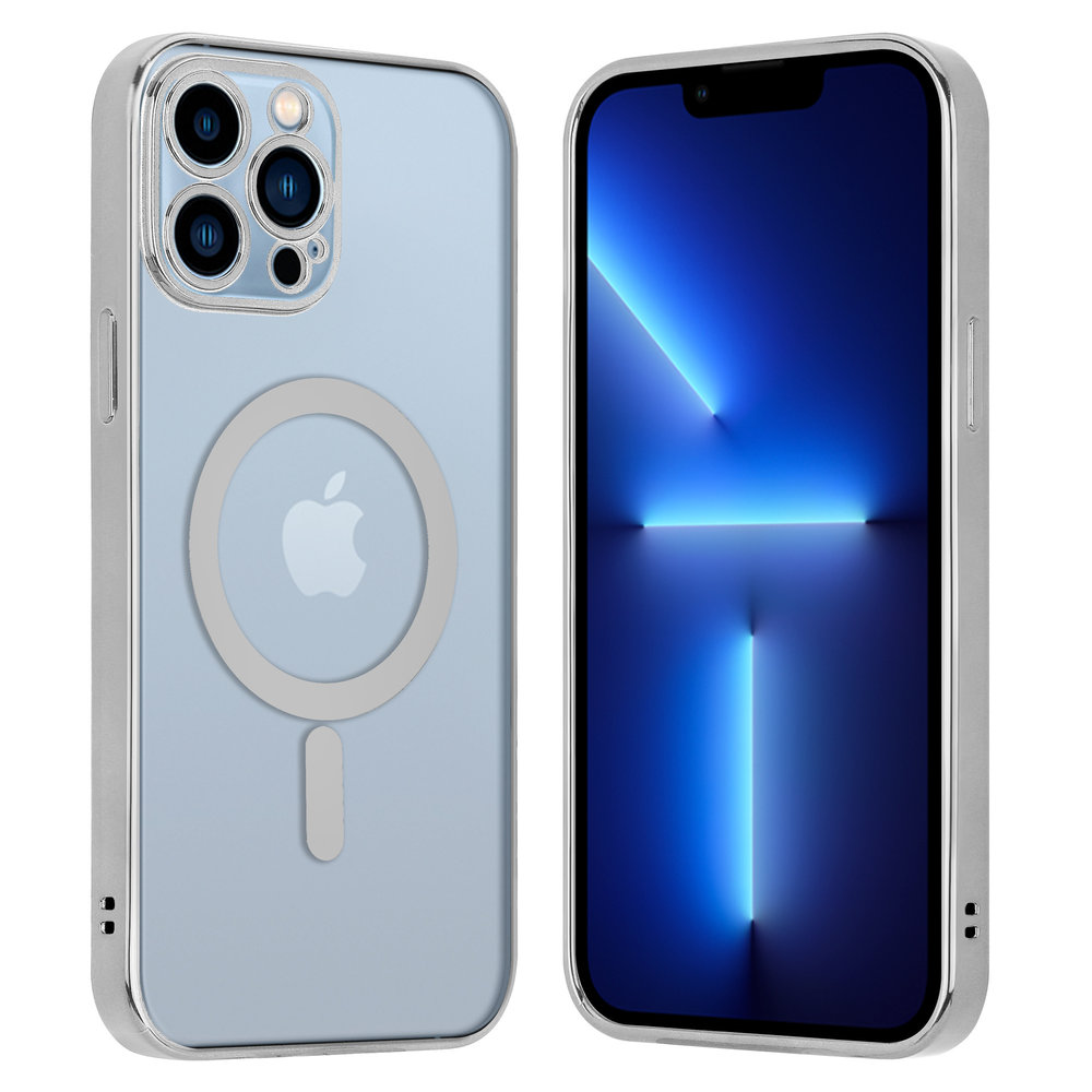 ShieldCase® ShieldCase iPhone 13 Pro Max Hülle Transparent Magsafe Metallbeschichtung (Silber)