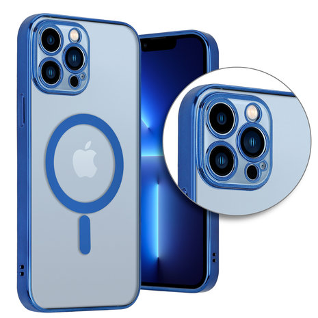 ShieldCase® ShieldCase iPhone 13 Pro Max Hülle Transparent Magsafe Metallbeschichtung (Dunkelblau)