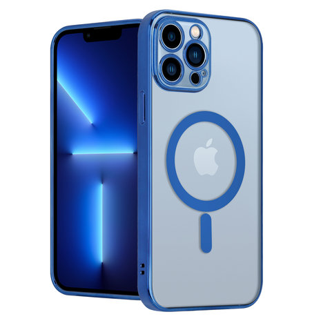 ShieldCase® ShieldCase iPhone 13 Pro Max Hülle Transparent Magsafe Metallbeschichtung (Dunkelblau)