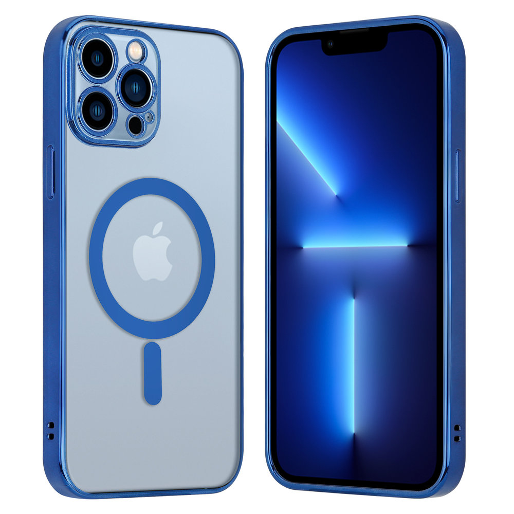 ShieldCase® ShieldCase iPhone 13 Pro Max Hülle Transparent Magsafe Metallbeschichtung (Dunkelblau)