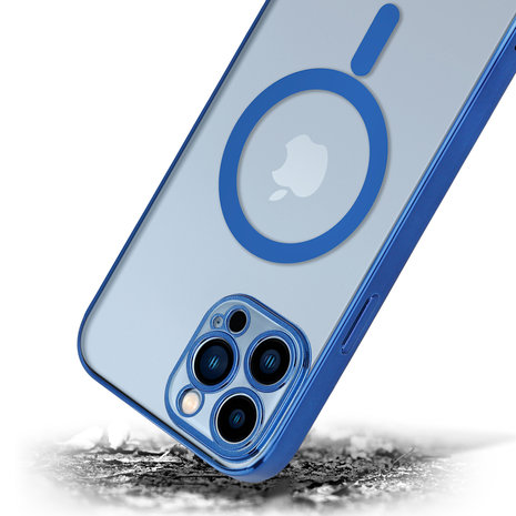 ShieldCase® ShieldCase iPhone 13 Pro Max Hülle Transparent Magsafe Metallbeschichtung (Dunkelblau)
