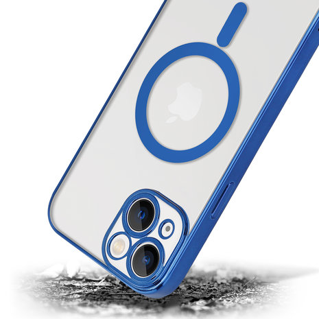 ShieldCase® ShieldCase iPhone 14 Hülle Transparent Magsafe Metallbeschichtung (Dunkelblau)